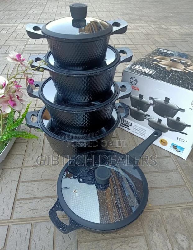 Quality 11pcs Cookware Bosch With Silicon Lid Covers Brown