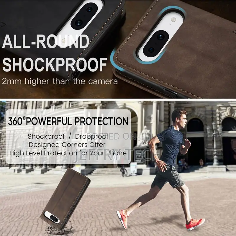 Caseme Google Pixel 8A Retro Flip Leather Wallet Case Coffee