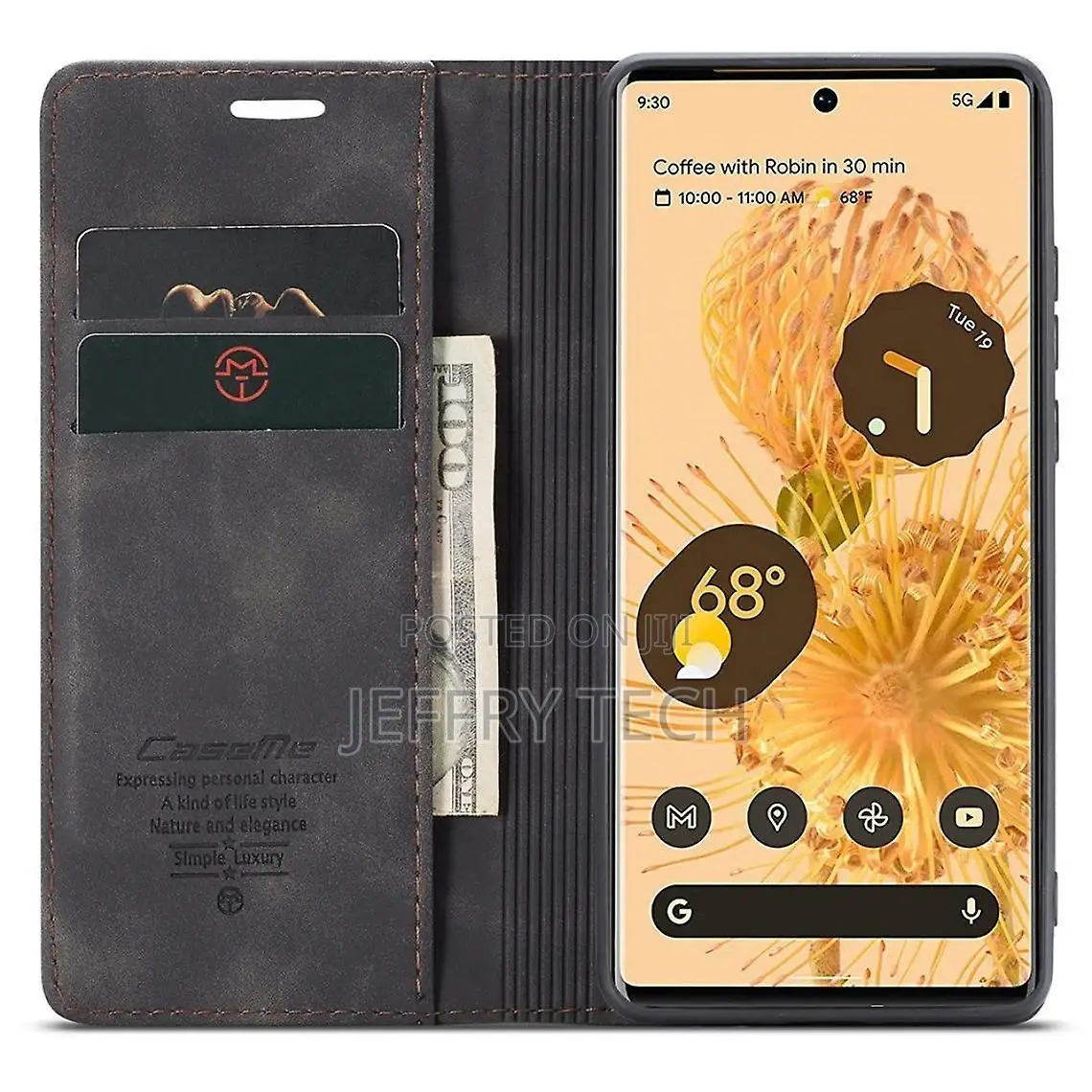 Magnetic Caseme Pu Case, Black for Your Google Pixel 6 A
