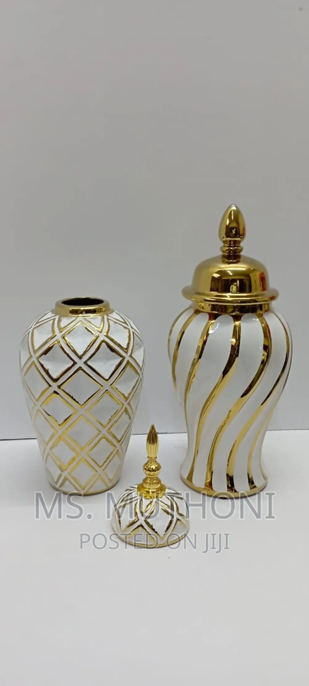 Ceremic GOLD-PLATED White VASE-GINGER