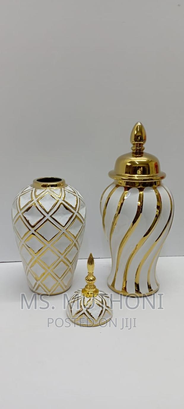 Ceremic GOLD-PLATED White VASE-GINGER - thumbnail 3