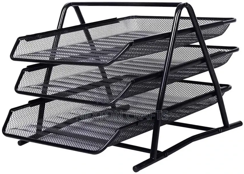 3 Tier Metal Mesh File Rack Document Holder