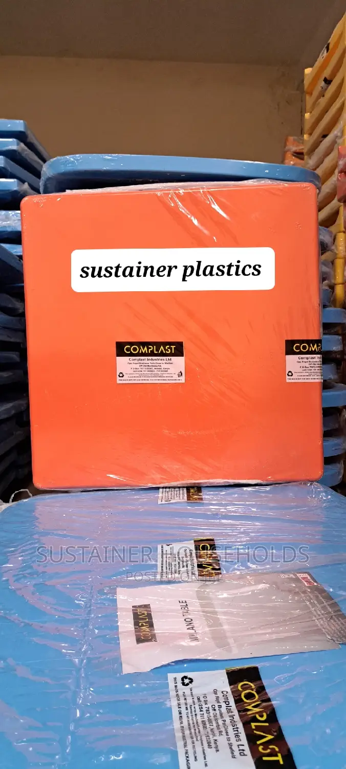 Red Square Plastic Table With Metal Tubing Legs