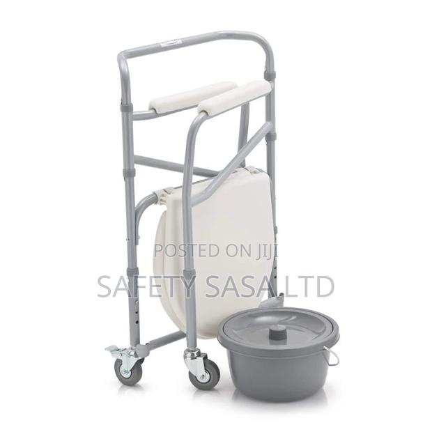 Foldable Commode Chair With Wheels - thumbnail 3
