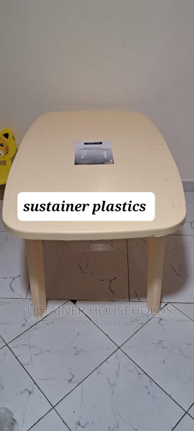 Creamy Rectangular Plastic Table, 6 Seaters - thumbnail 2