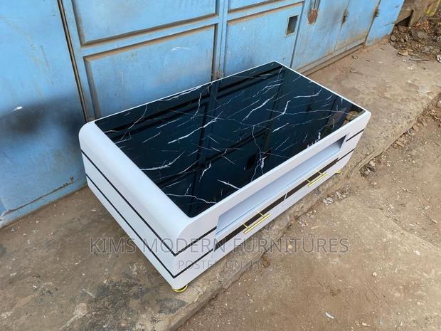 Coffee Table White With Marble Top Black. - main view