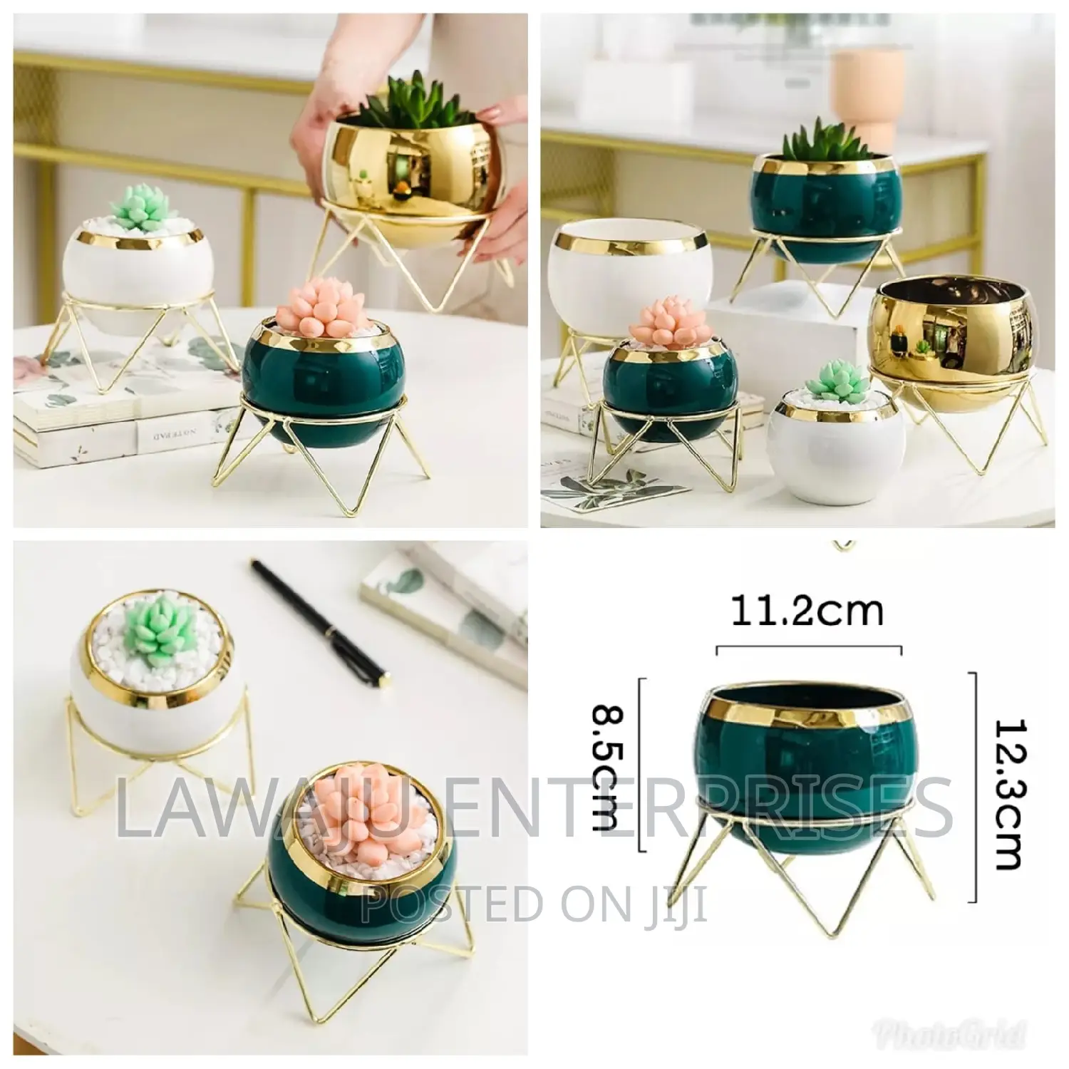 Nordic Ceramic Golden Succulent Plant