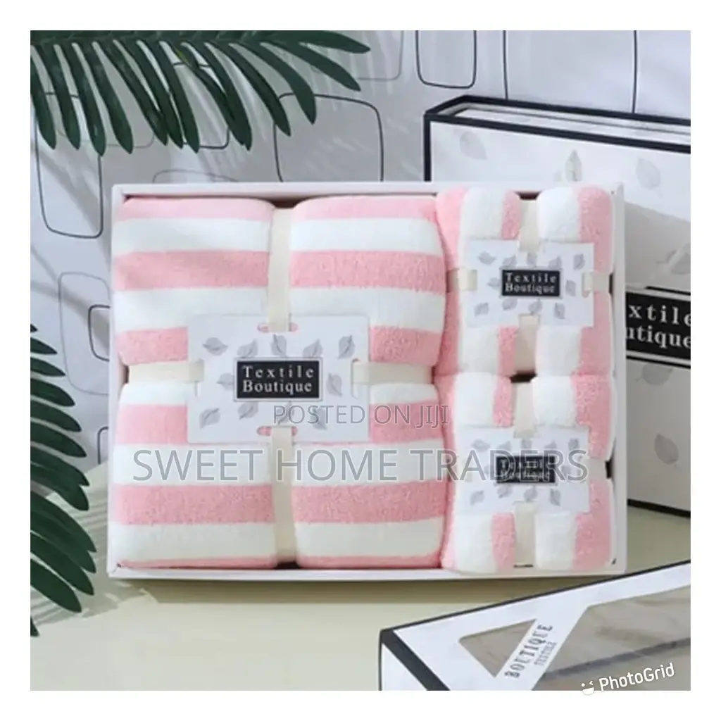 3in1 Wide Stripe Coral Velvet Microfiber Bath Towel