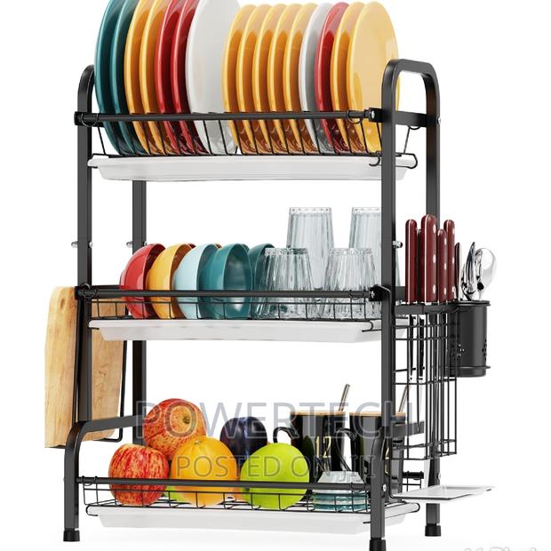 3 Tier Dish Drying Rack, Over Sink Drainer Shelf Utensils - main view