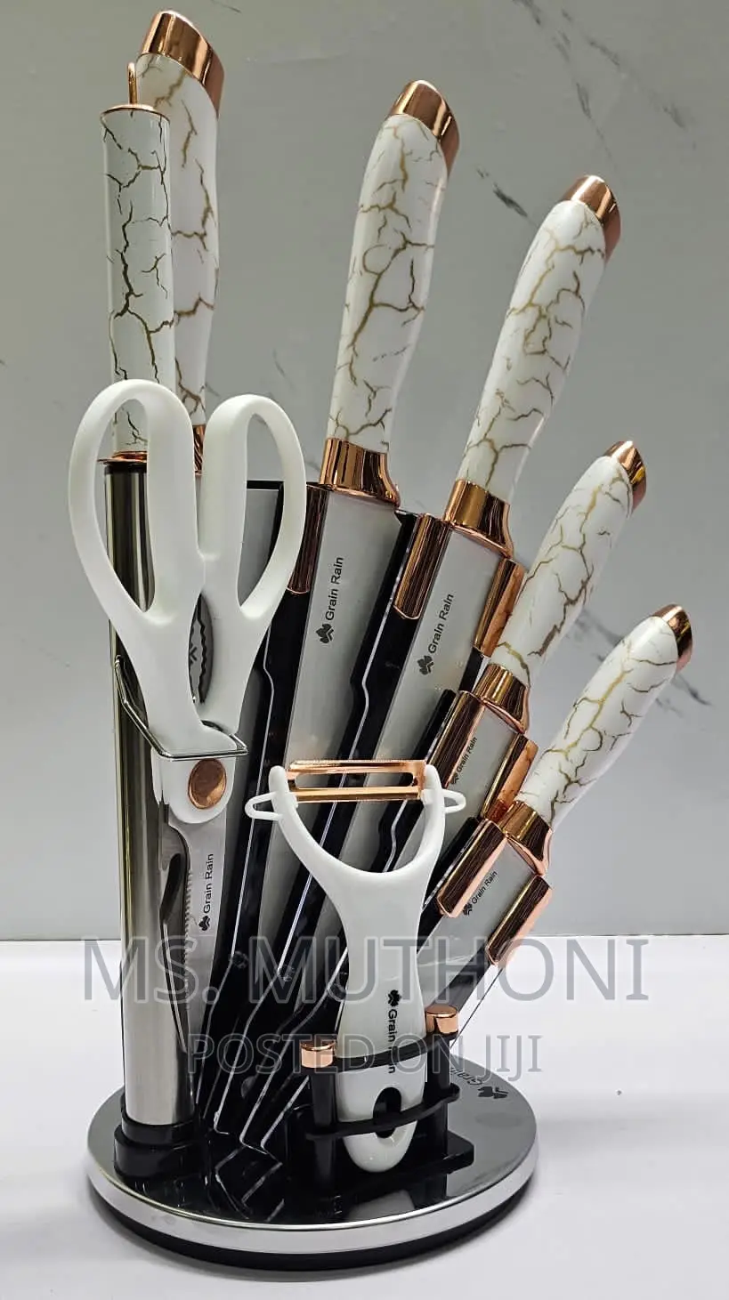 High Quality Marble Profile Heavy Stainless Steel 9pc Knif
