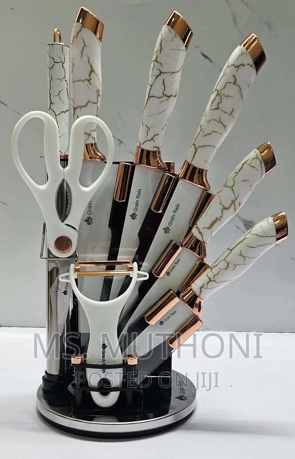 High Quality Marble Profile Heavy Stainless Steel 9pc Knif
