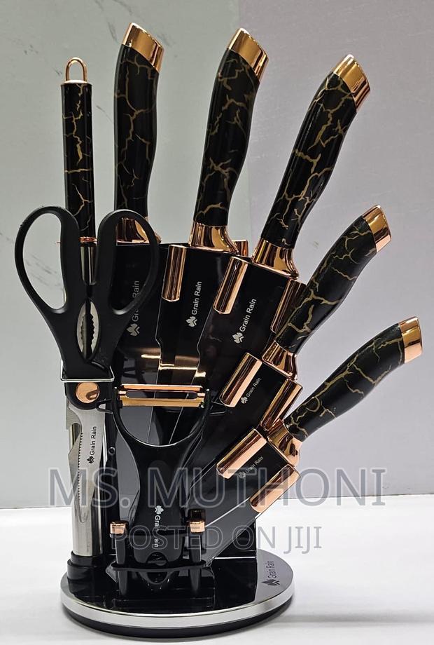 High Quality Marble Profile Heavy Stainless Steel 9pc Knif