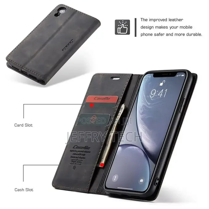 iPhone XR Flip PU Leather Cover TPU Bumper With Card Holder