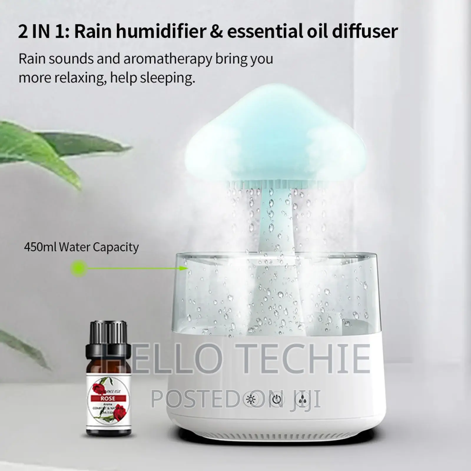 Mushroom Rain Dropper Air Diffuser Aroma With Led Lights
