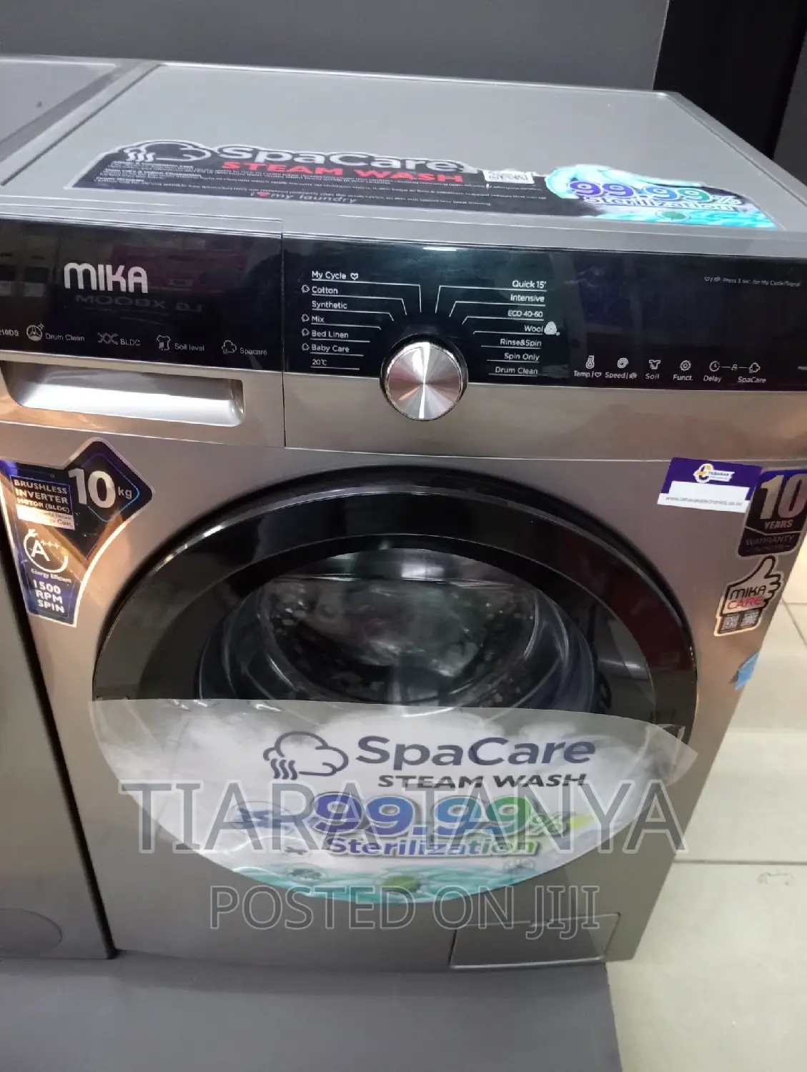 Washing Machine, 10kg, Fully Automatic, Front Load, Silver