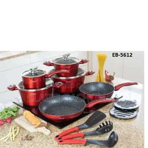 Maroon Edernbeng Cookware Set 15 Pieces (EB-5612) 