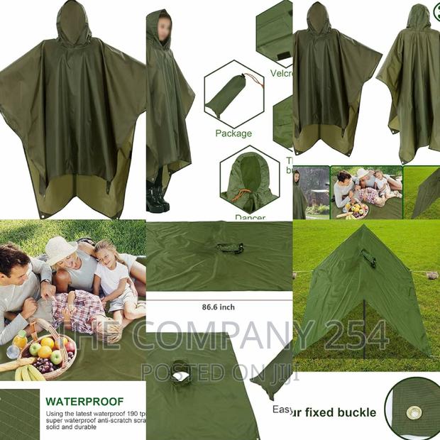 3 in 1 Hiking Poncho Rain Coat Backpack Waterproof Tarp - thumbnail 2