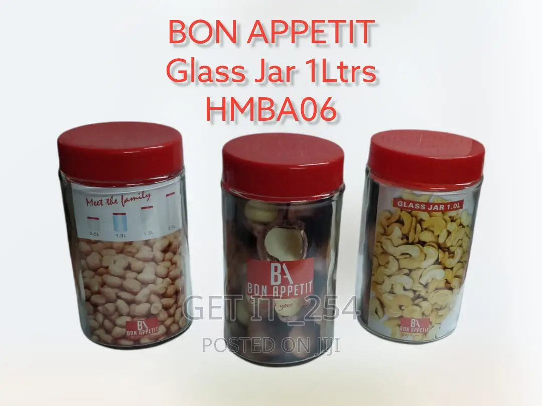 HMBA06 Bon Appetit Glass Storage Jar 1ltrs Per Piece.