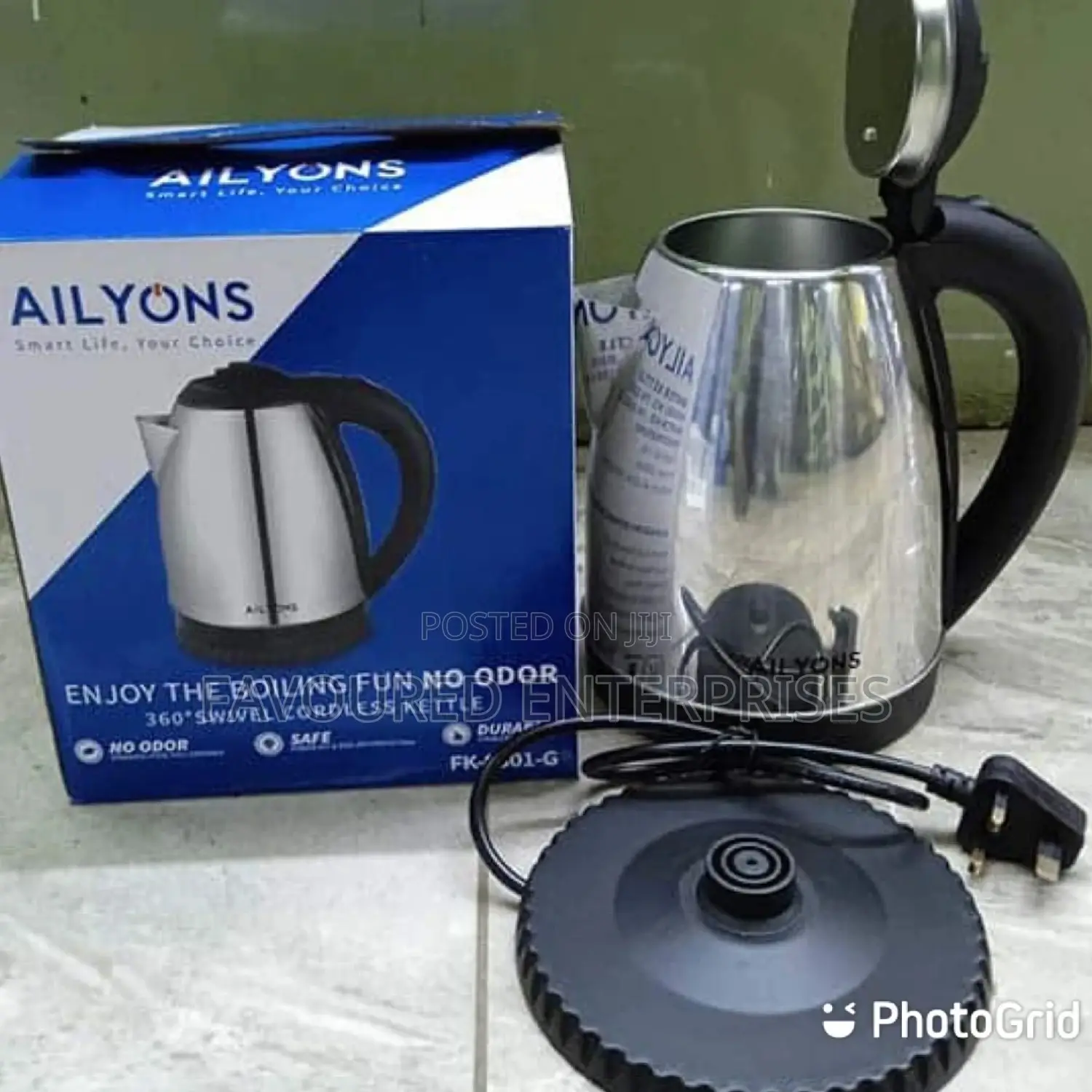 AILYONS FK-0301 Stainless Steel 1.8L Electric Kettle-Black