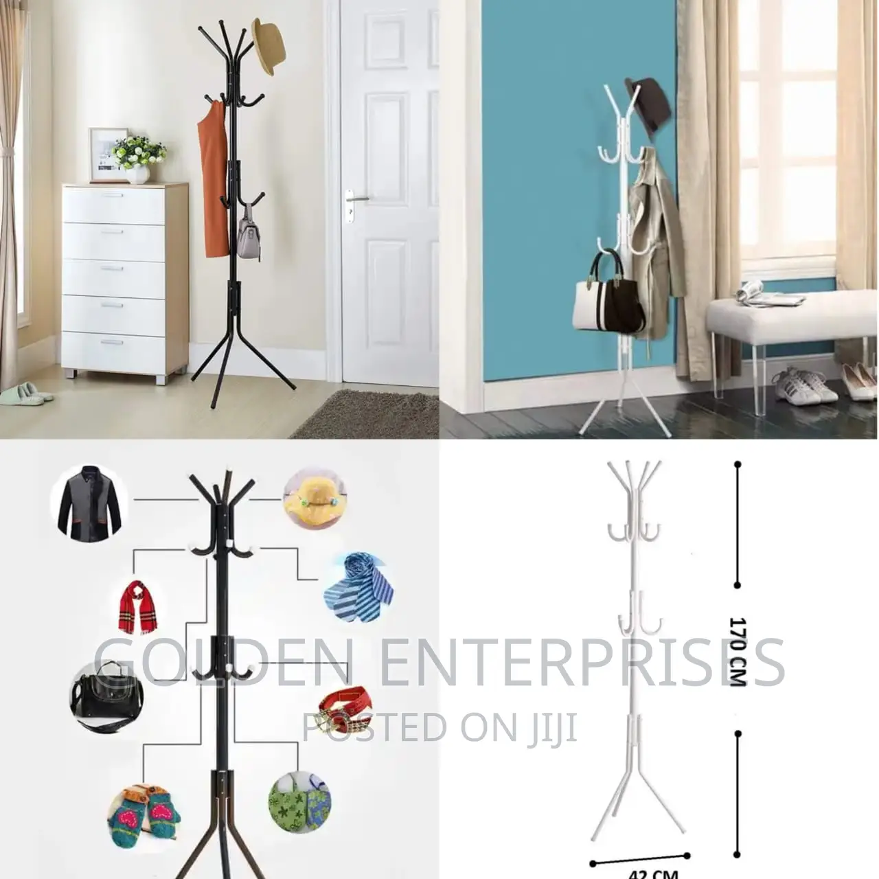 High Metallic Coat/Bags Hanger Stand