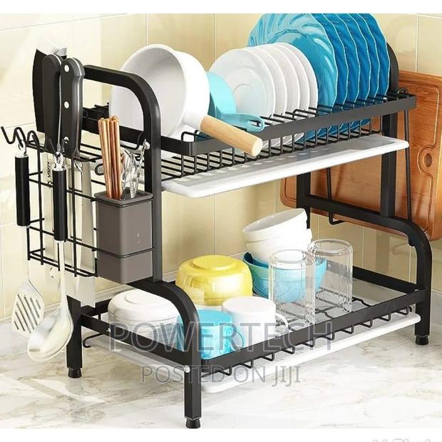 2 Tier Dish Drainer, Multifunctional Dish Drying Rack, - main view