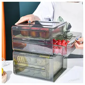 Transparent Double Layer Fridge Container With Drawer