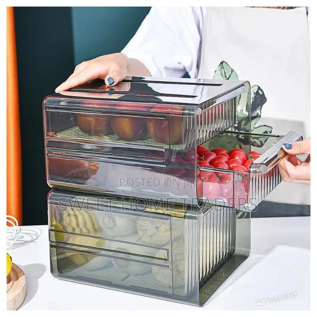 Transparent Double Layer Fridge Container With Drawer