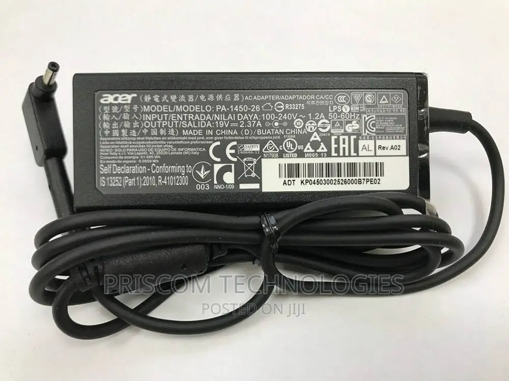 Acer Laptop AC Adapter Charger - 19V, 2.37A