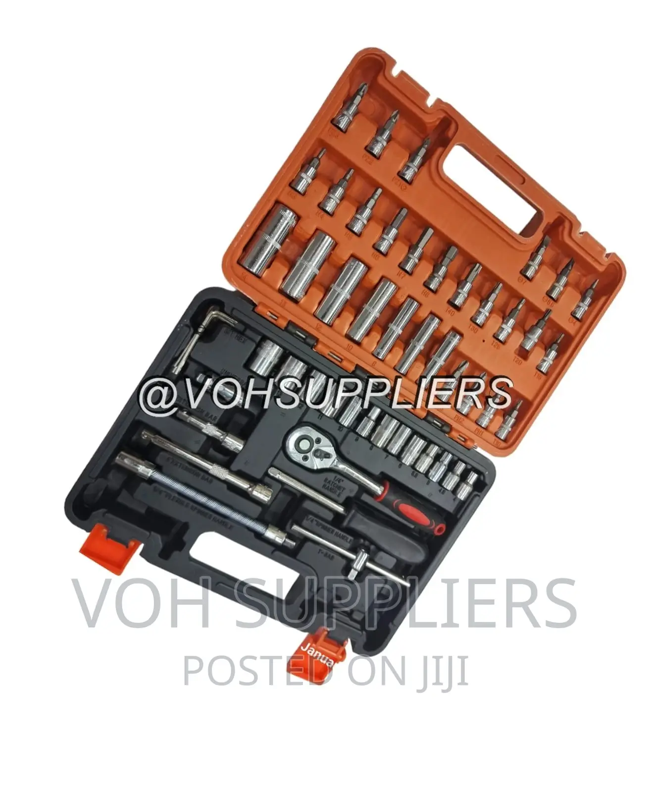 53 PCS 1/4 Inch Ratchet Socket Wrench Set Drive, With Bit So