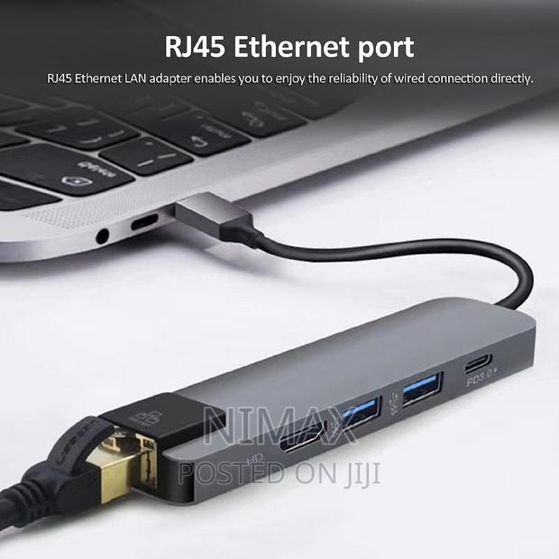 Type C to HDTV 5 in 1 Lan+Type-C+USB 3.0 Adapter Usb Hub - thumbnail 3
