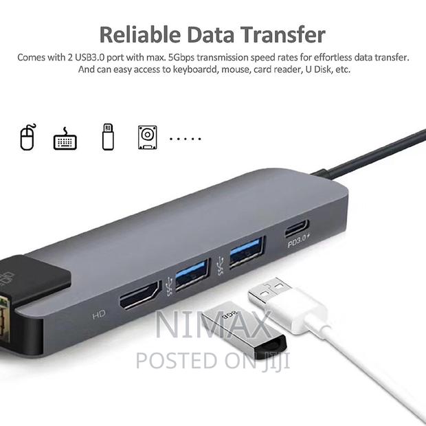 Type C to HDTV 5 in 1 Lan+Type-C+USB 3.0 Adapter Usb Hub - thumbnail 4