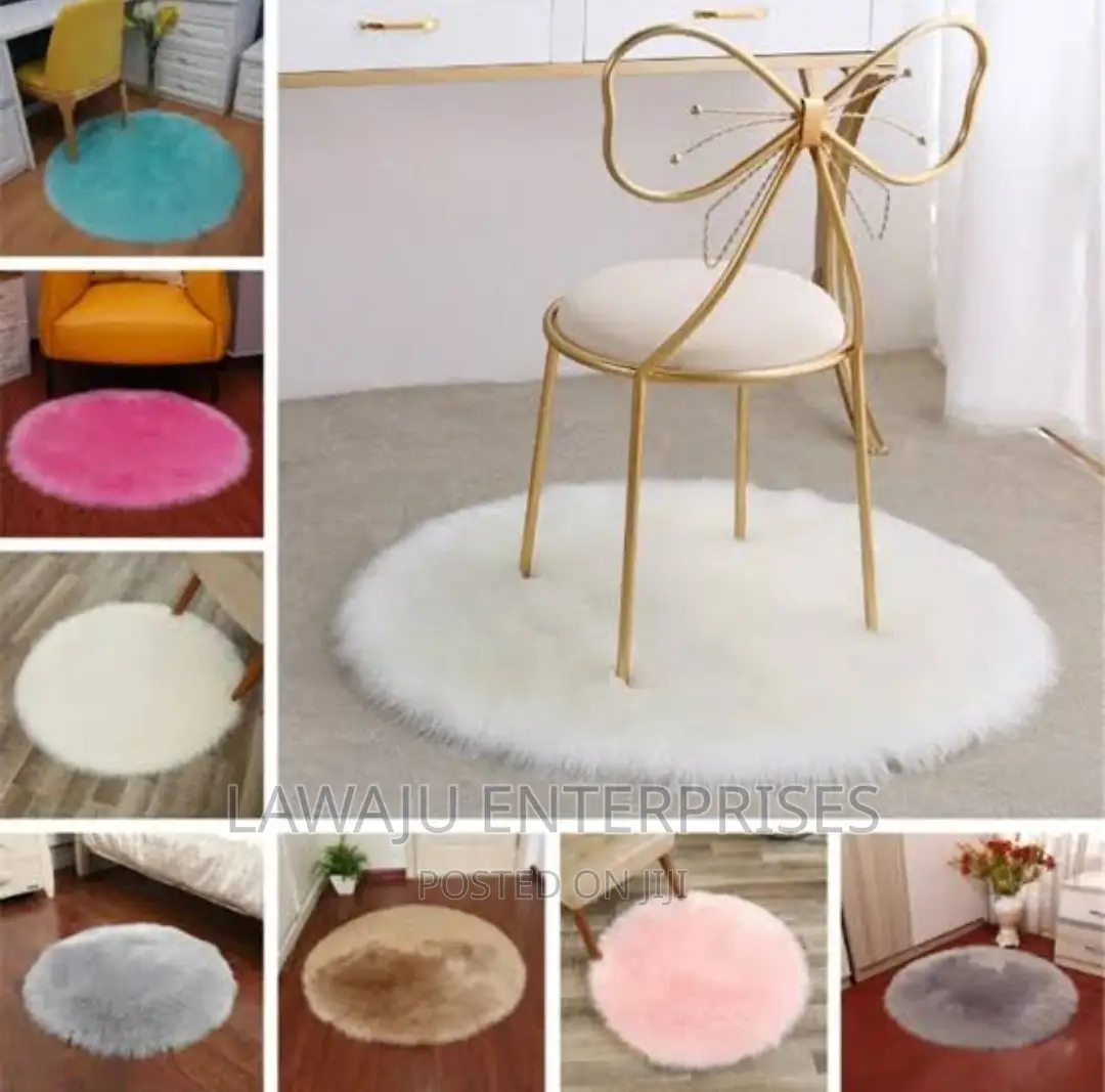 Round Fluffy Faux Fur Rug