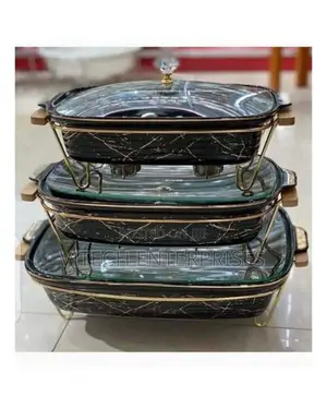 3 PCS Stylish Serving/Chaffing Dishes With Burner and Lids