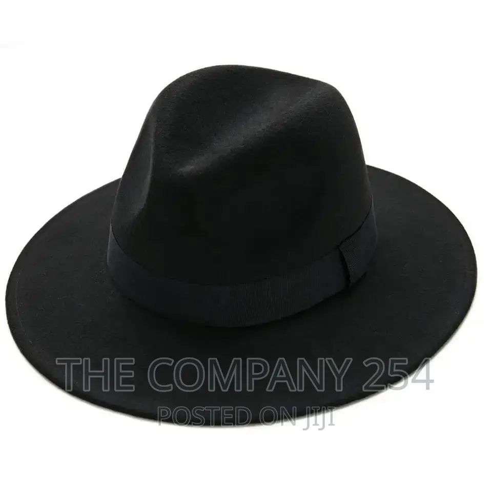 Free Shipping Black Fedora Hat Unisex Wide Brim Jazz Top Hat