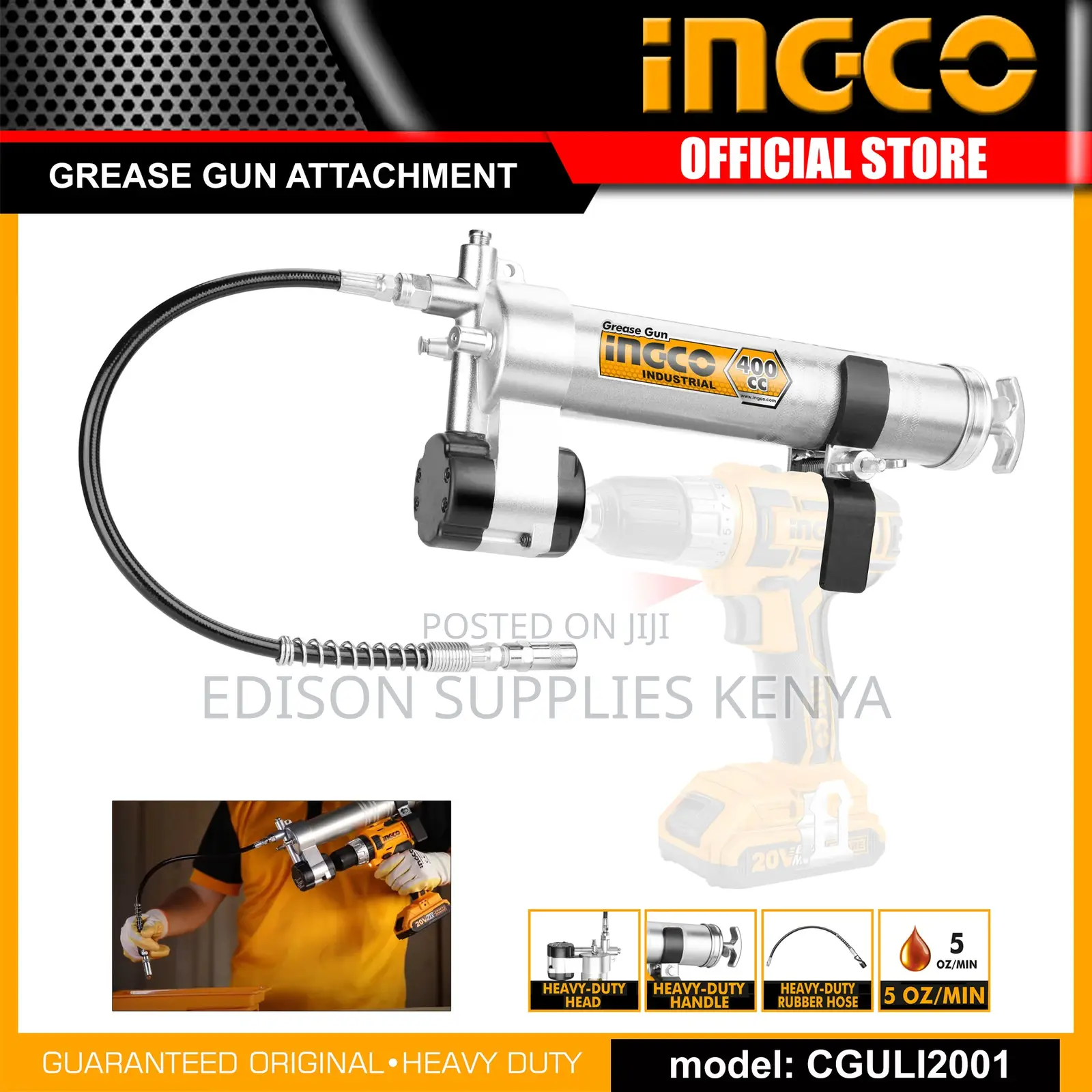 Ingco Grease Gun Attachment 400cc 4000psi Grease Gun Drills