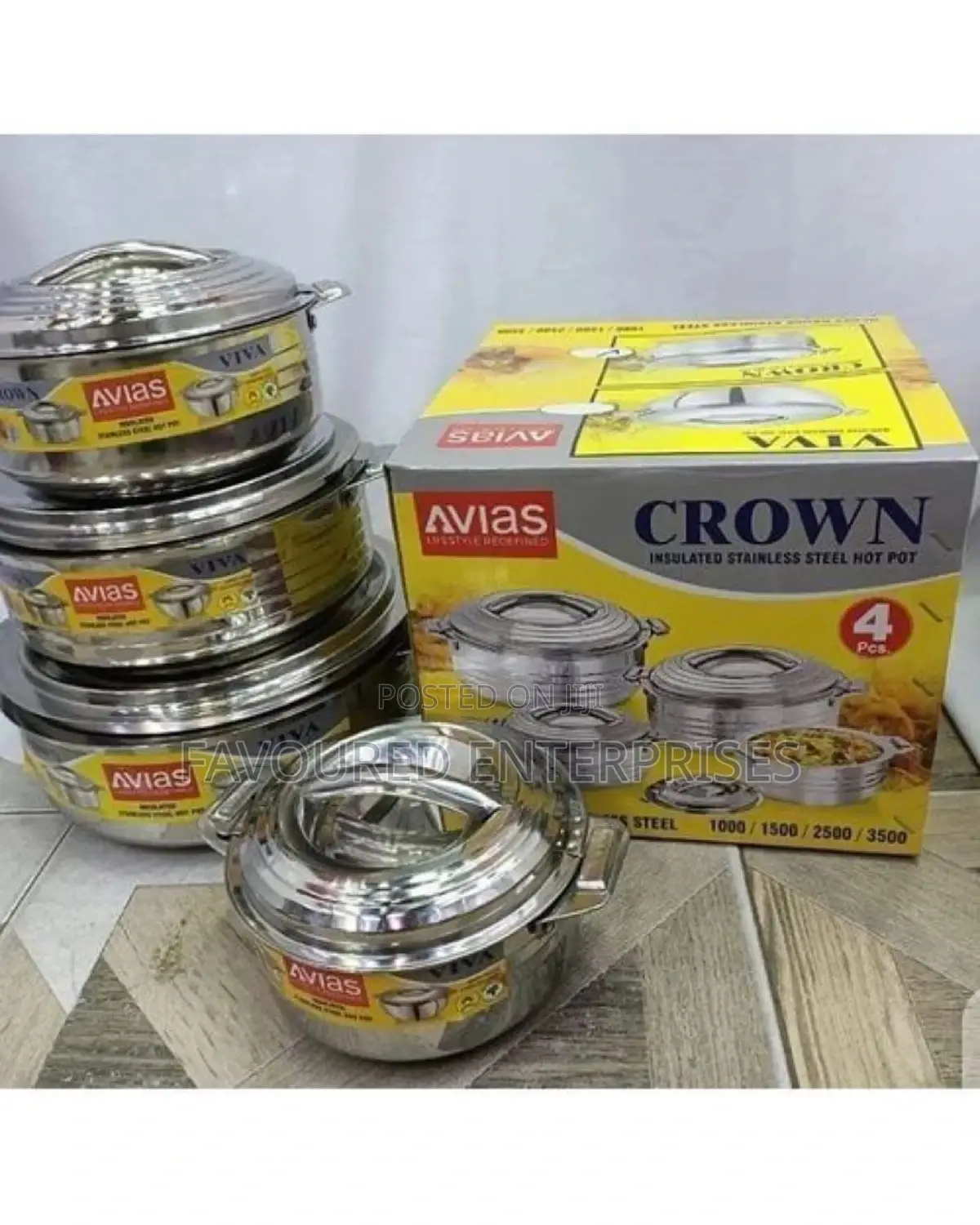 Crown 4pcs Stainless Steel Avias Hotpots