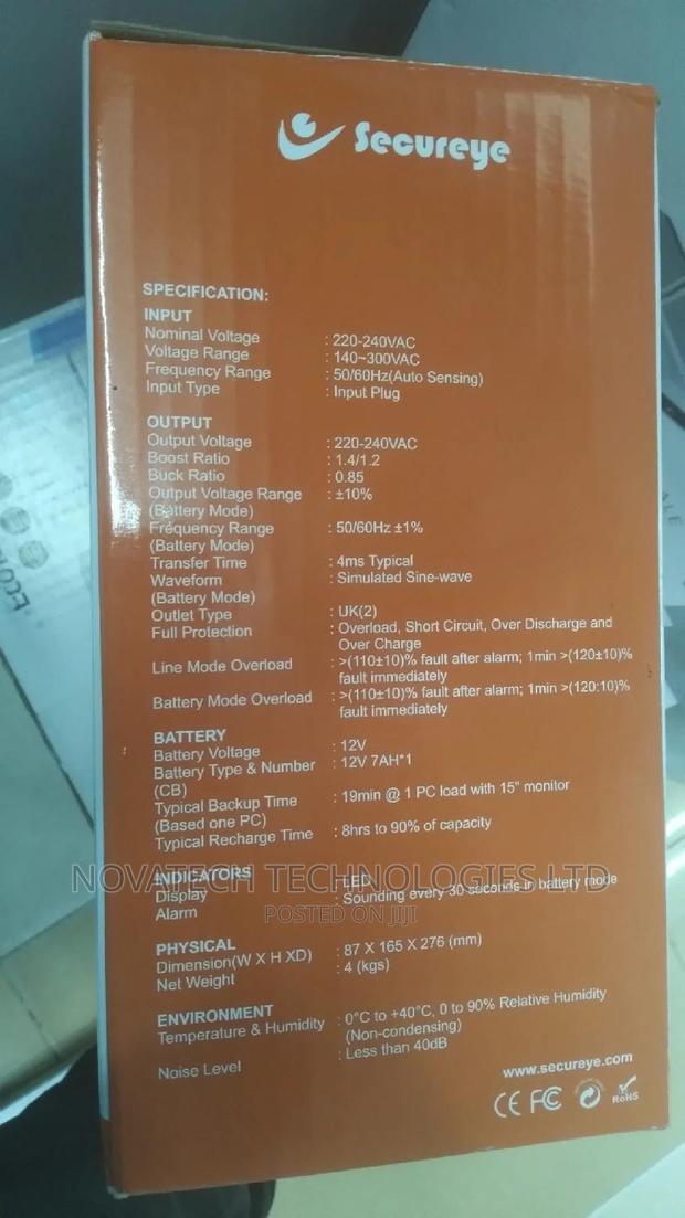 Secureye Ups 650va Uninturupted Power Supply - thumbnail 2