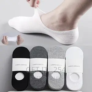 No Show Invisible Socks 5pairs H Black L Gray White