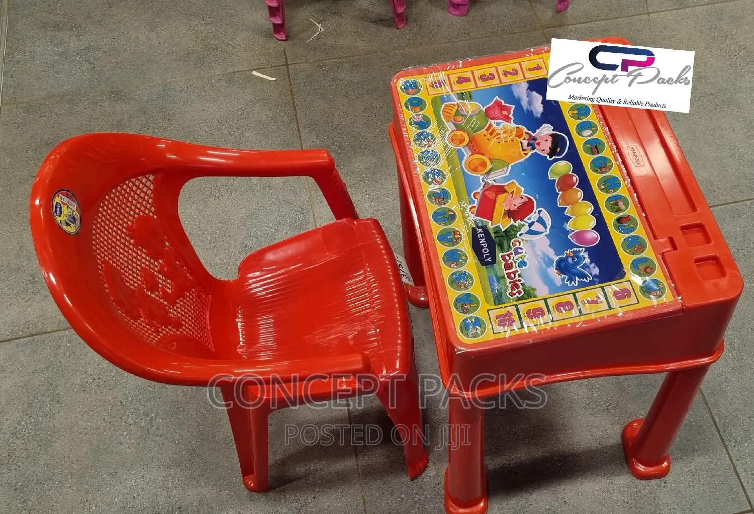 Children Plastic Study Desk With Chair.