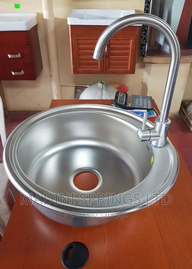 Round Single Stainless Steel Kitchen Sink (490mm*490mm*200) - thumbnail 3