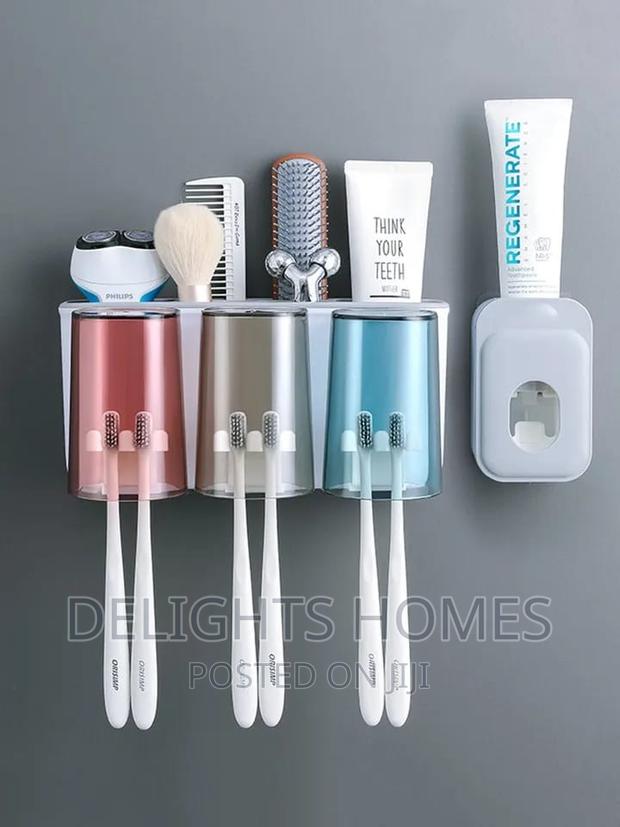 Wall Mounted Toothbrush and Toothpaste Dispenser - main view