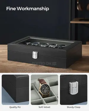 Watch Display Holder Organizer Box Case Jewelry 12 Pod Black