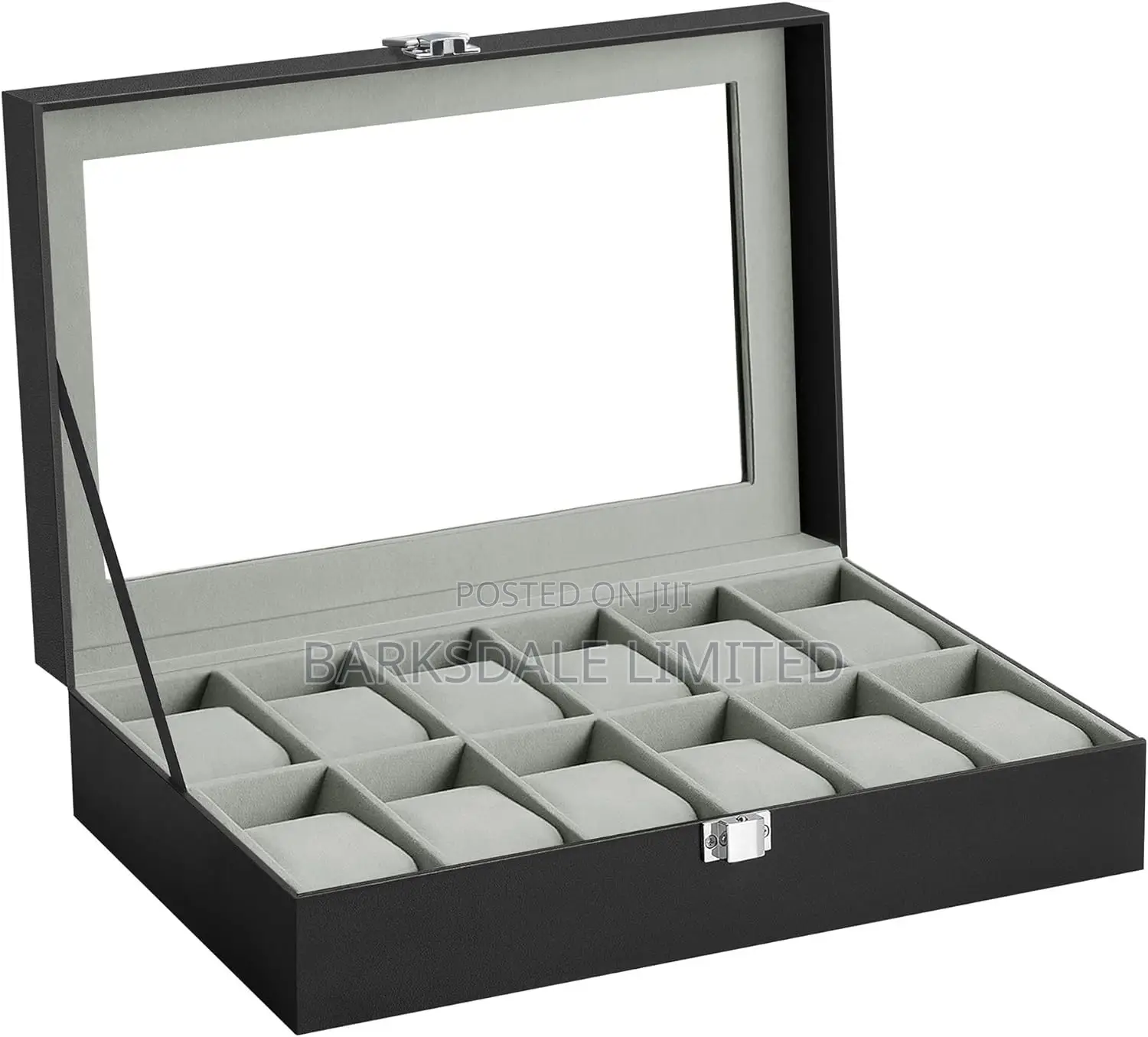 Watch Display Holder Organizer Box Case Jewelry 12 Pod Black