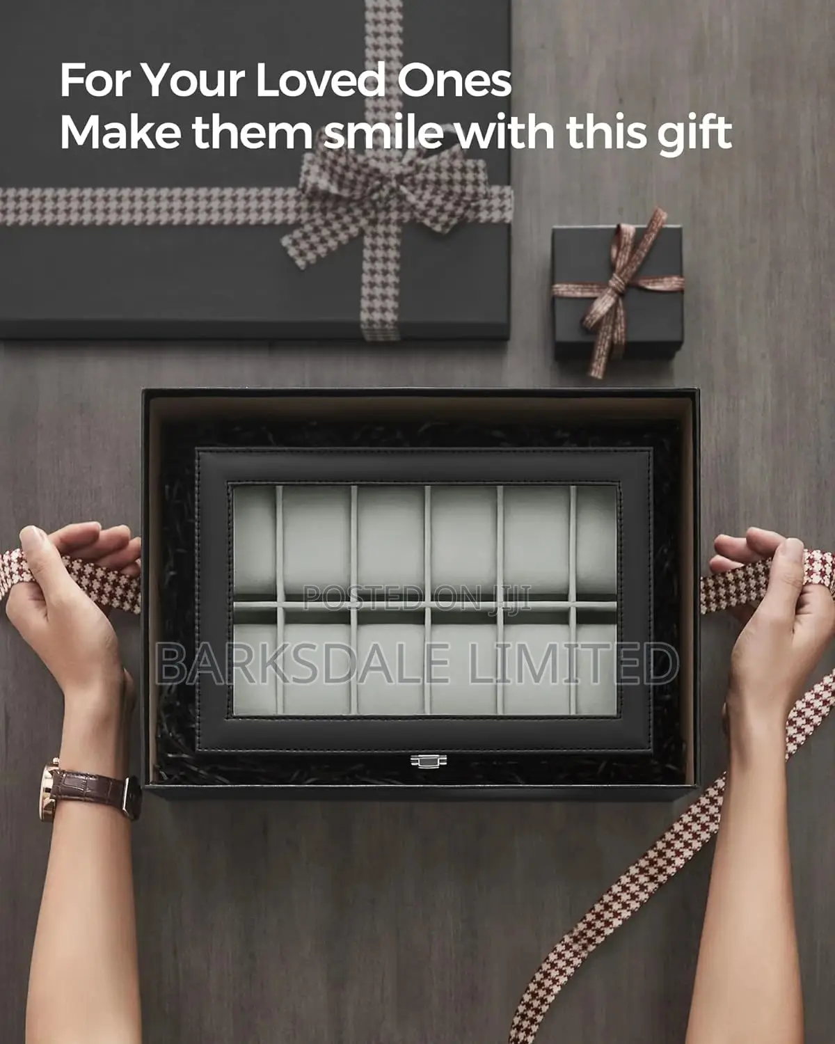 Watch Display Holder Organizer Box Case Jewelry 12 Pod Black