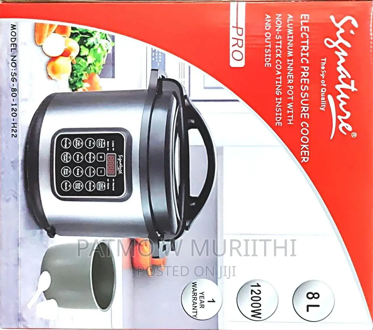 Pressure Cooker-Signature Electric Pressure Cooker 8L