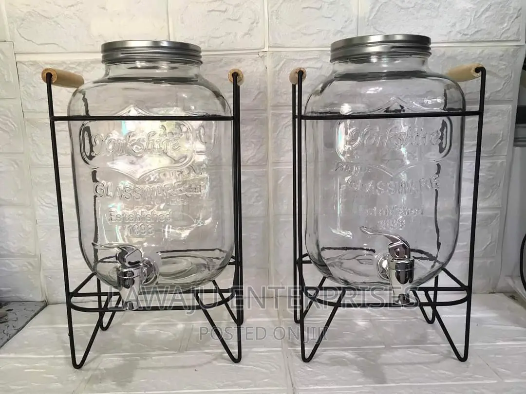 5L Glass Juice Dispenser With Stand and Faucet Tap