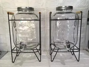 5L Glass Juice Dispenser With Stand and Faucet Tap