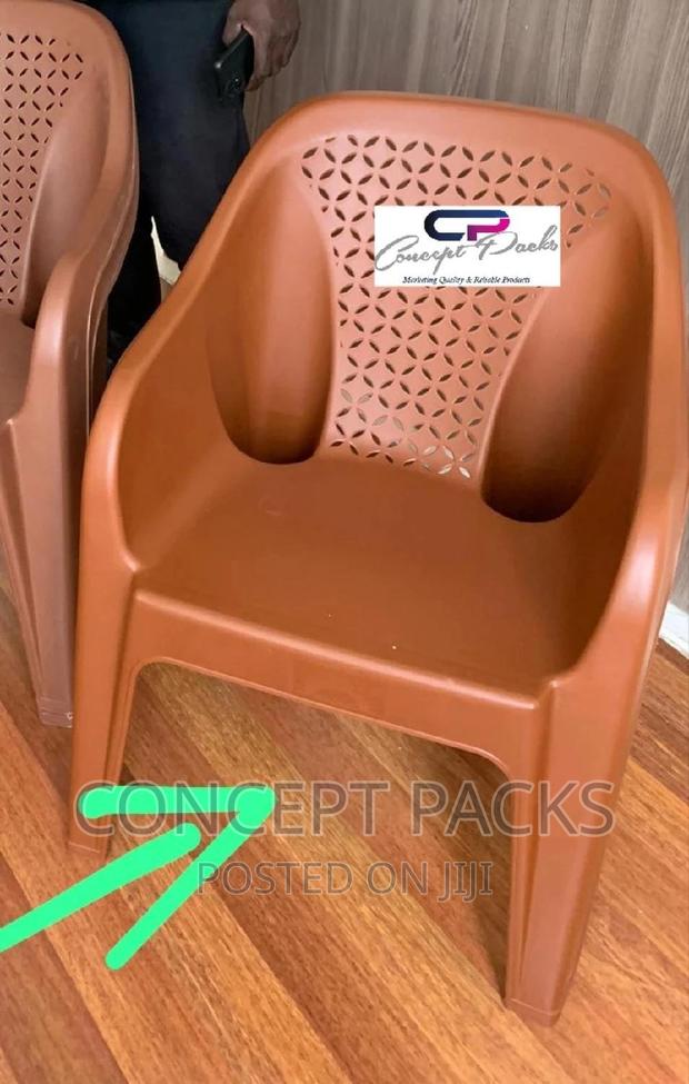 Brown Skyplast Plastic Chair. - main view
