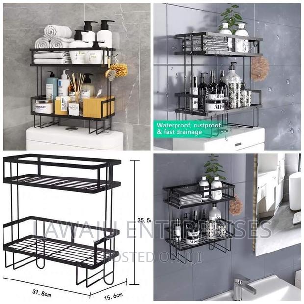 Black Over the Toilet Double Rack