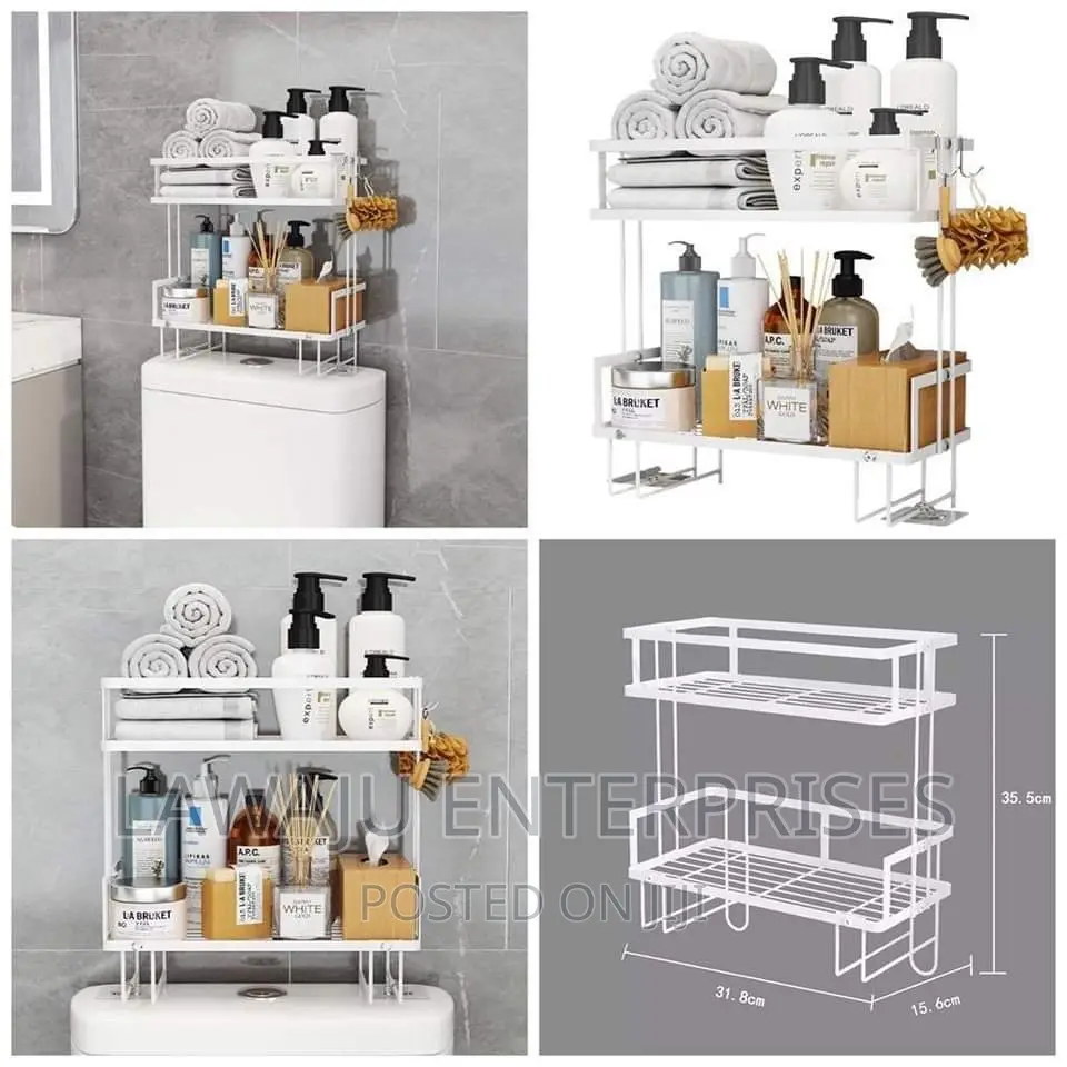 White Double Bathroom Organizer